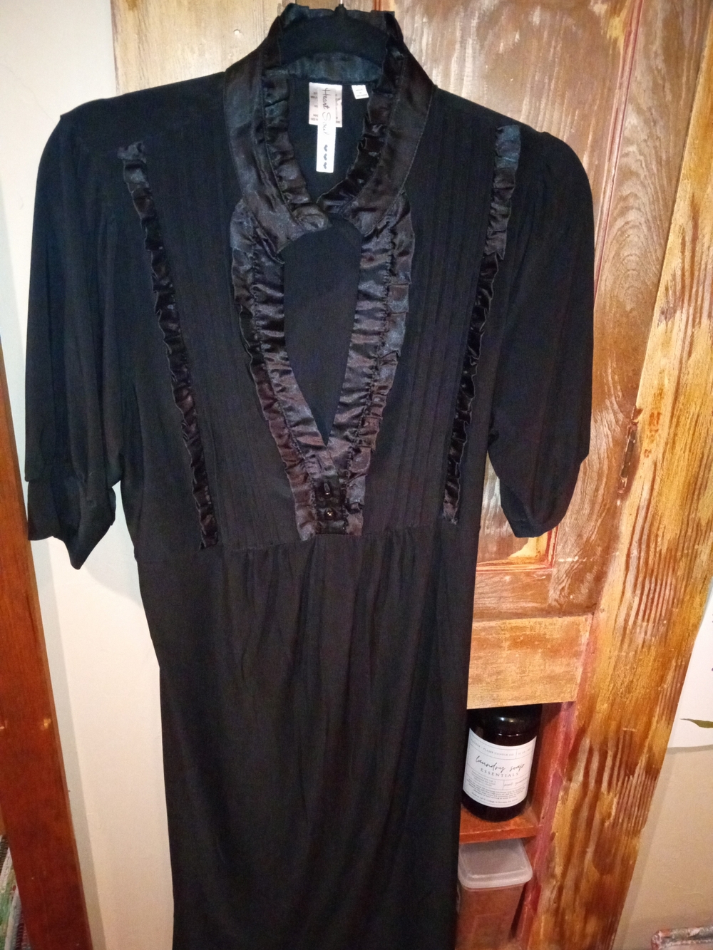 Heart Soul Black Keyhole Ruffle Midi Dress